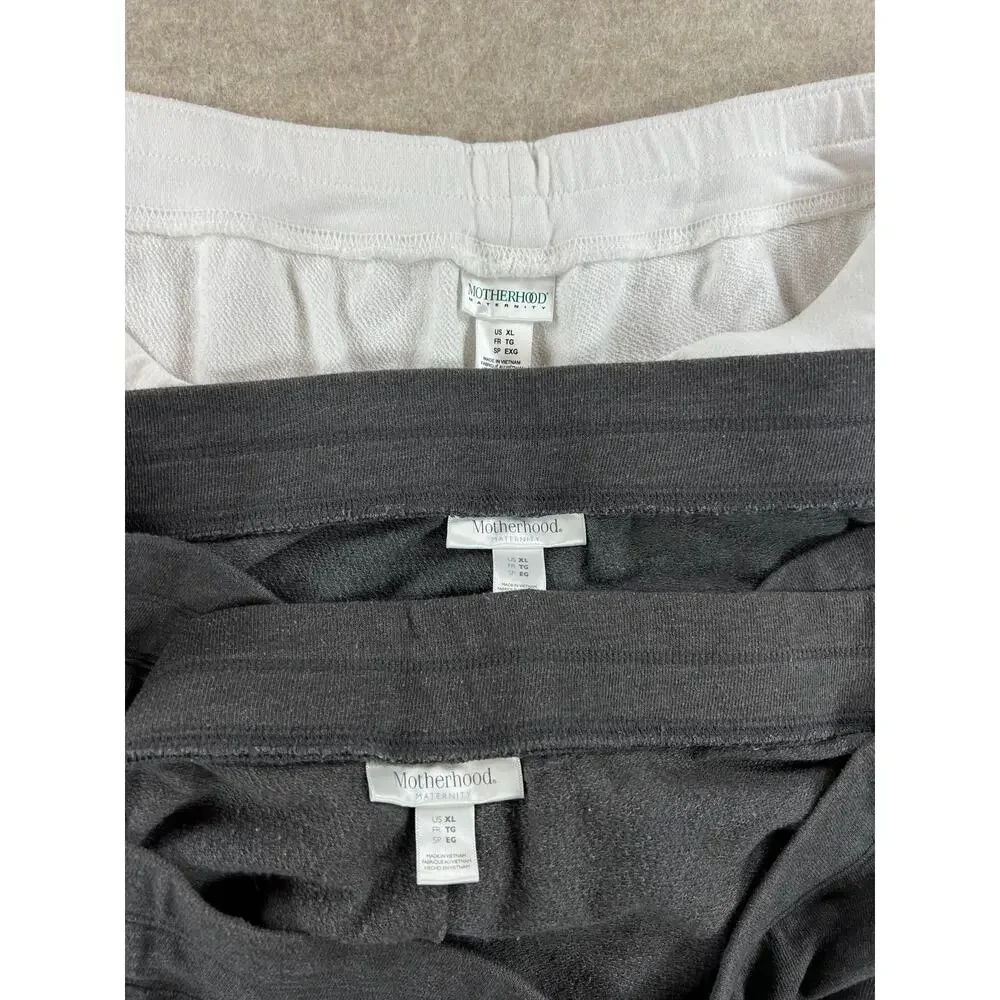 Motherhood Maternity French Terry Knit Shorts Bundle White Gray XL